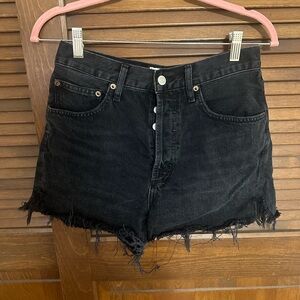 Agolde black denim shorts